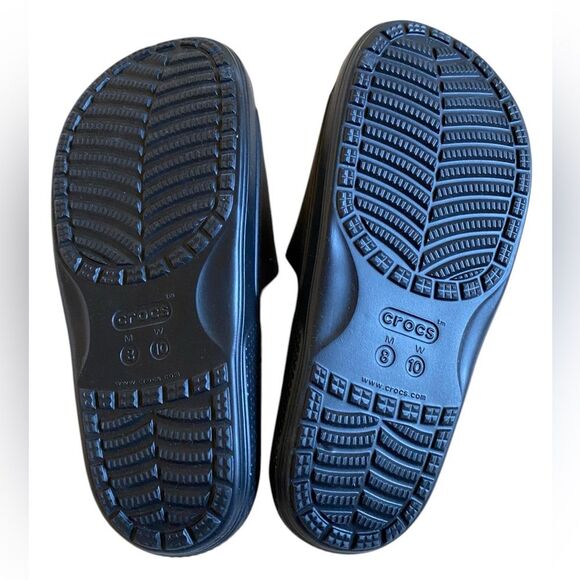 NWT Crocs Classic Slide Sandals in Black Size Men 8 Women 10 with Crocs Charms - Picture 11 of 14